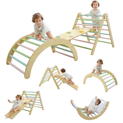 Wooden climbing frame toddlers - climbing,