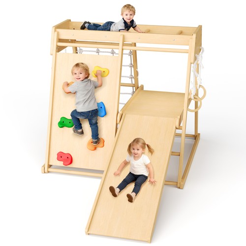 Wooden kids climbing frame - climbing,